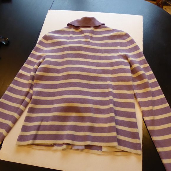 Moschino Cheap and Chic Ladies Lilac Cream Striped Knit Sweater Jacket USA SZ 10 - Picture 12 of 16